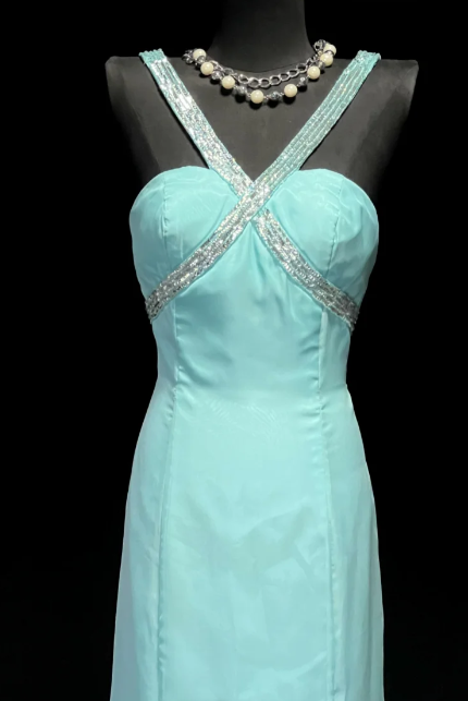 Chic A Line Satin Sequin Without Sleeves Long Prom Dress,Evening Dress GG5614