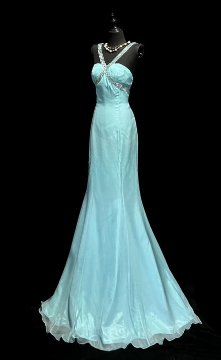 Chic A Line Satin Sequin Without Sleeves Long Prom Dress,Evening Dress GG5614