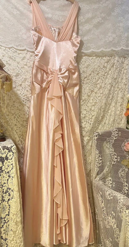 Pretty Mermaid V Neck Satin Chiffon Without Sleeves Long Prom Dress,Evening Dress GG5619
