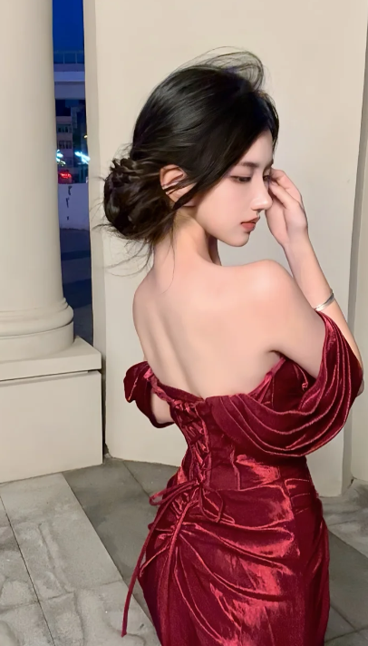 Chic Mermaid Burgundy Off The Shoulder Satin Slit Without Sleeves Long Prom Dress,Evening Dress GG5623