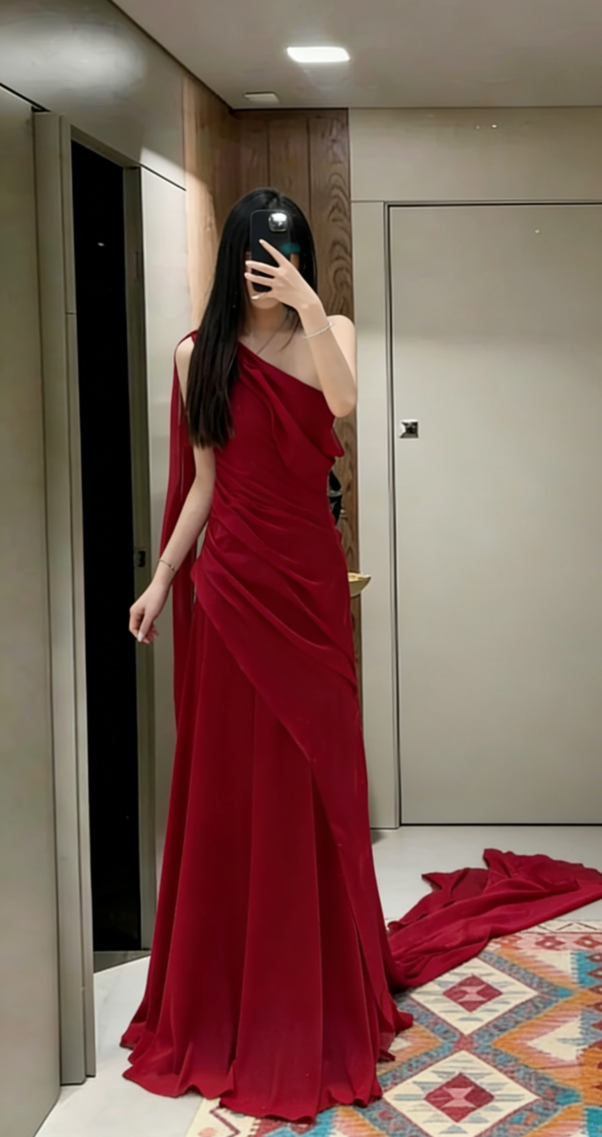 Charming A Line Burgundy One Shoulder Chiffon Long Prom Dress,Evening Dress GG5659
