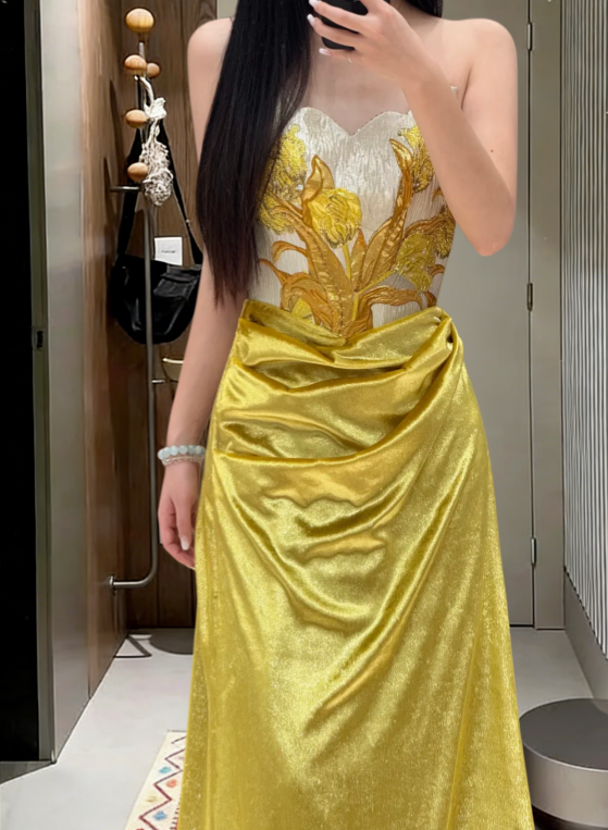 Unique Mermaid Strapless Satin Long Prom Dress,Evening Dress GG5662