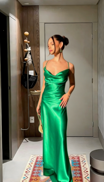 Green Mermaid Spaghetti Straps Satin Long Prom Dress,Evening Dress GG5713