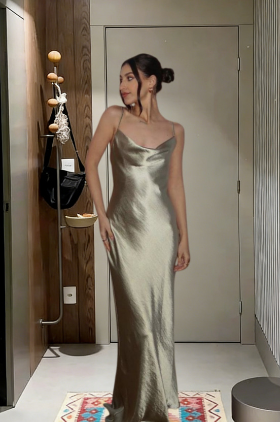 Simple Style Mermaid Spaghetti Straps Satin Long Prom Dress,Evening Dress GG5755