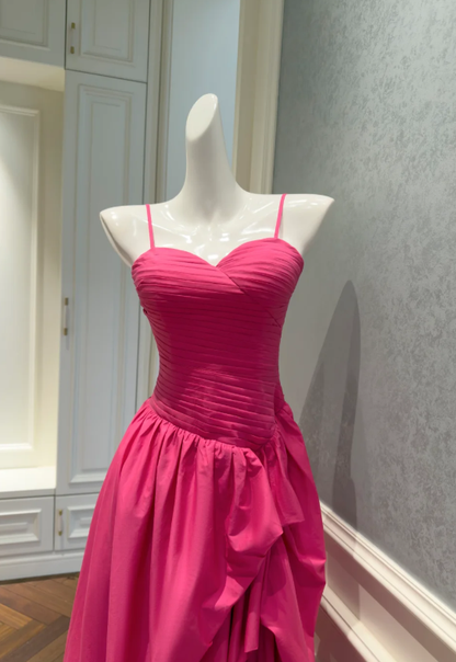 Pretty A Line Hot Pink Spaghetti Straps Satin Long Prom Dress,Evening Dress GG5797