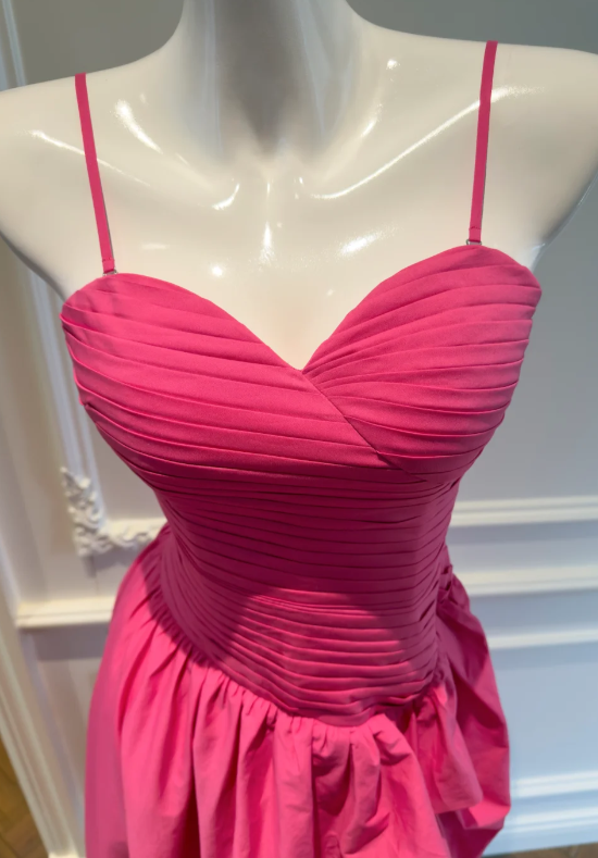 Pretty A Line Hot Pink Spaghetti Straps Satin Long Prom Dress,Evening Dress GG5797