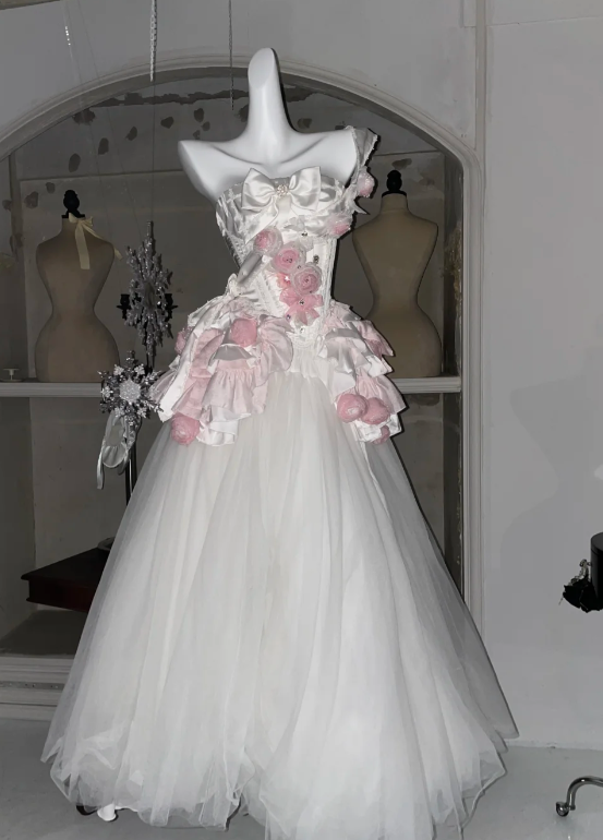 Obsessed A Line One Shoulder Satin Tulle Long Prom Dress,Evening Dress GG5799