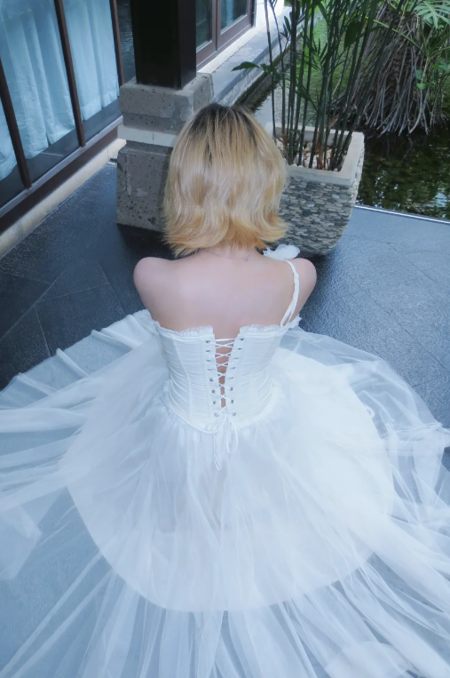 Sweet A Line White One Shoulder Satin Tulle Long Prom Dress,Evening Dress GG5819