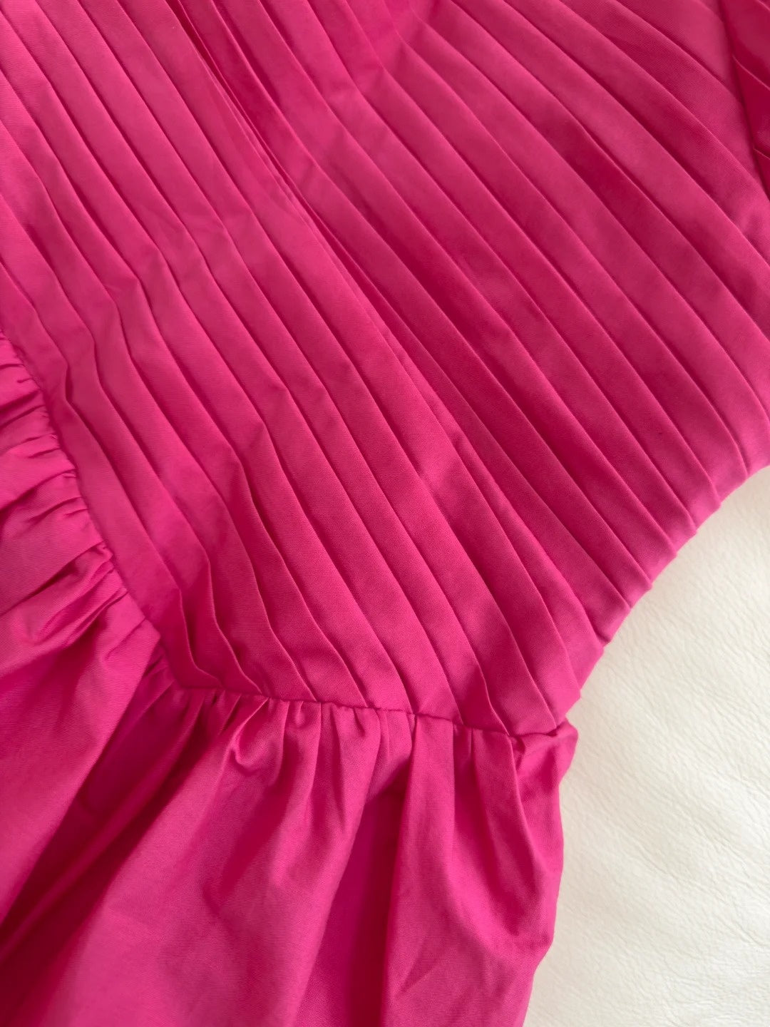 Simple Spaghetti Straps Hot Pink Prom Dress Slit Pleated A-Line Evening Dress GG5835