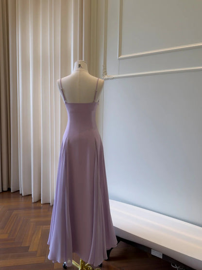 Simple Spaghetti Straps Prom Dress Purple A-Line Evening Dress GG5842
