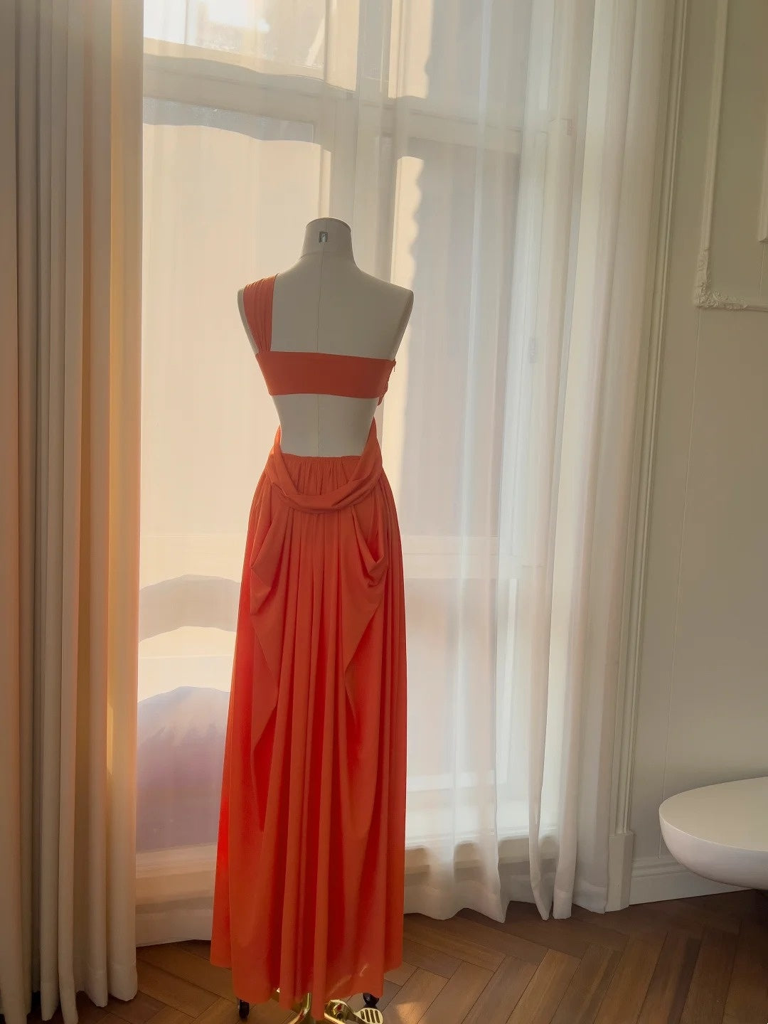 Trendy One Shoulder Prom Dress Orange A-Line Evening Dress GG5848