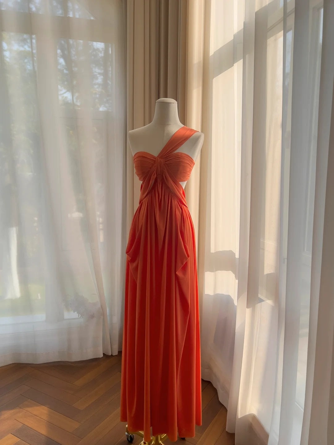 Trendy One Shoulder Prom Dress Orange A-Line Evening Dress GG5848