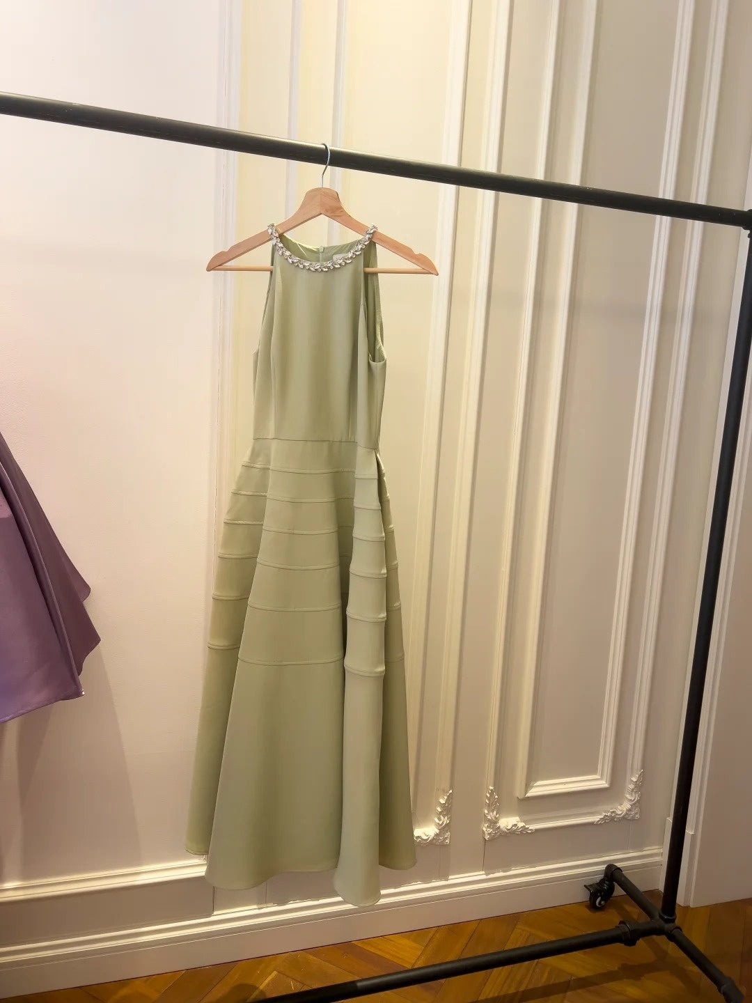 Luxurious Beaded Halter Neck Prom Dress Green Long Evening Dress GG5862