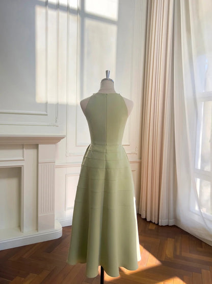 Luxurious Beaded Halter Neck Prom Dress Green Long Evening Dress GG5862