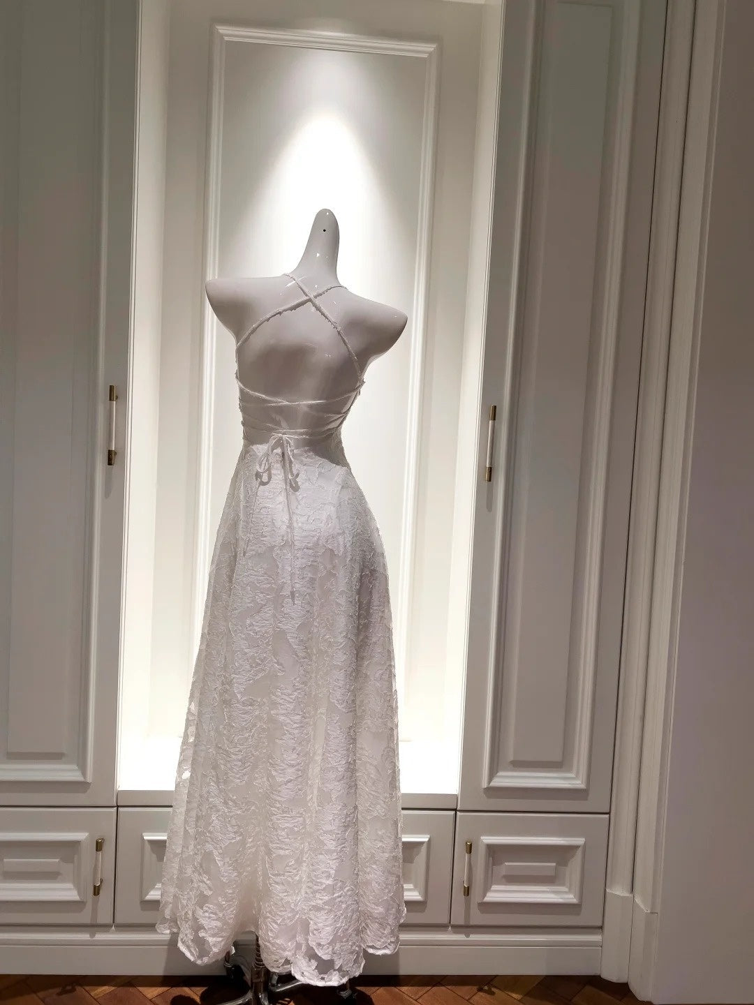 Graceful Halter Neck White Prom Dress A-Line Long Evening Dress GG5871