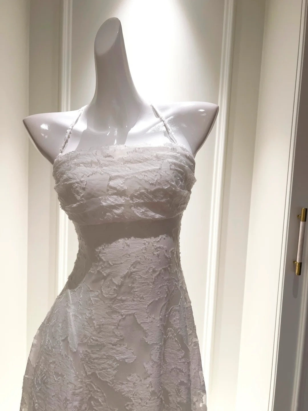 Graceful Halter Neck White Prom Dress A-Line Long Evening Dress GG5871