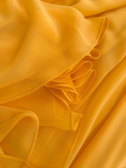 Unique Strapless Yellow Prom Dress Chiffon A-Line Long Evening Dress GG5872