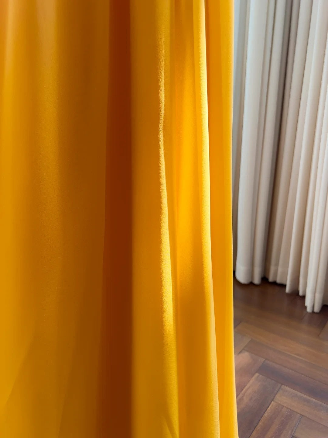 Unique Strapless Yellow Prom Dress Chiffon A-Line Long Evening Dress GG5872