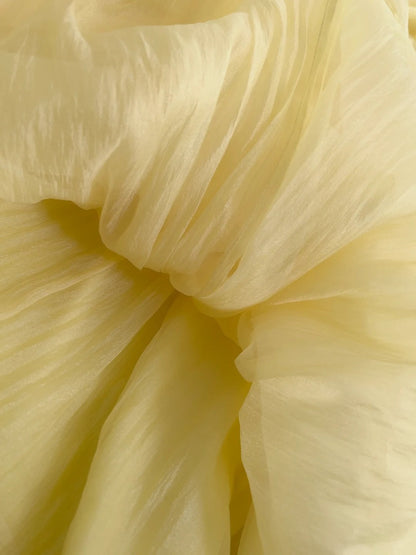 Chic Short Sleeve Yellow Prom Dress Ruffles Tulle A-Line Evening Dress GG5881