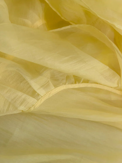 Chic Short Sleeve Yellow Prom Dress Ruffles Tulle A-Line Evening Dress GG5881
