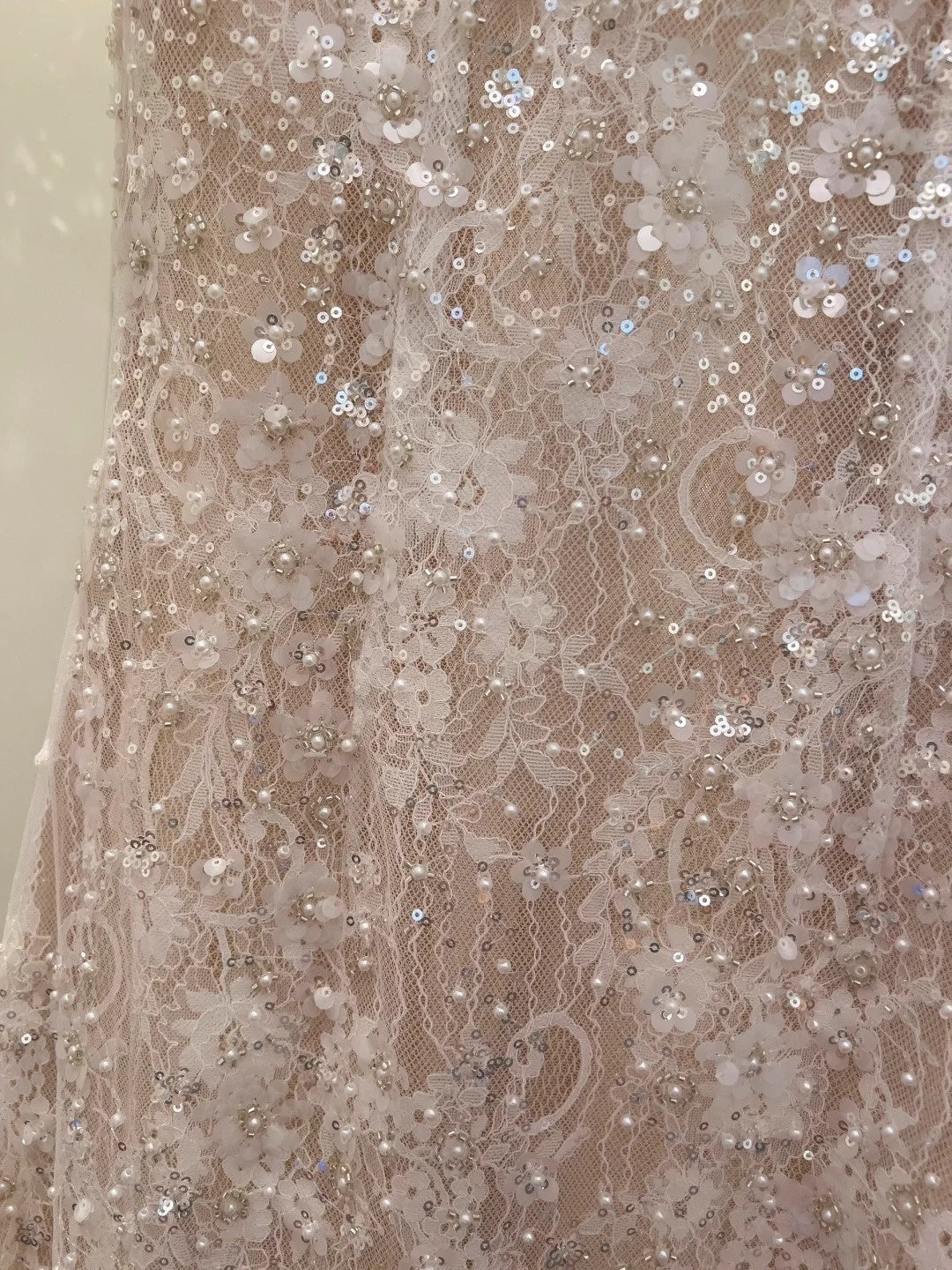 Sparkly Short Sleeve Light Pink Prom Dress Lace Sequins A-Line Evening Dress GG5892