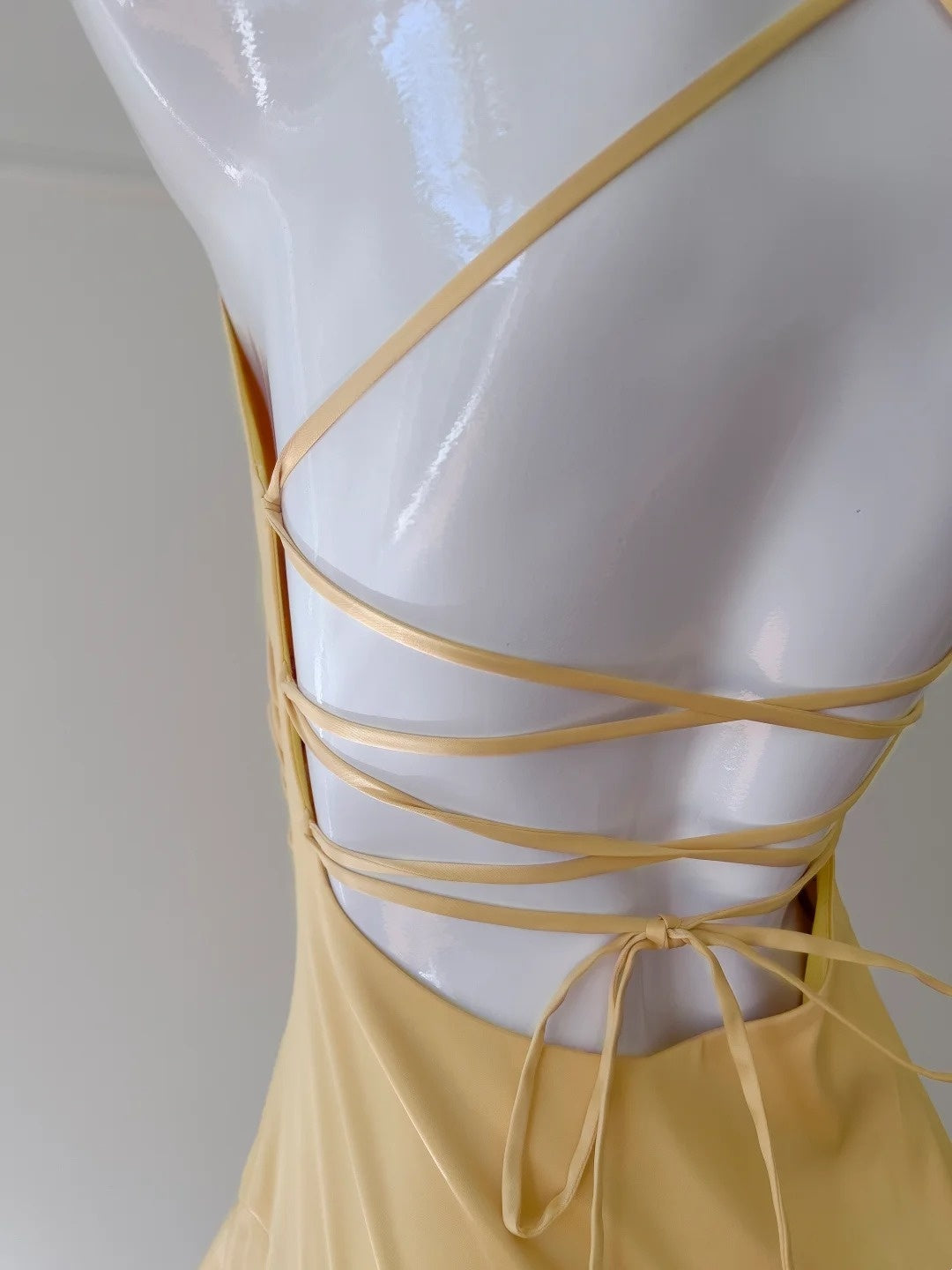 Unique Yellow Homecoming Dress Ruffled Halter Birthday Dress A-Line Mini Dress GG5898