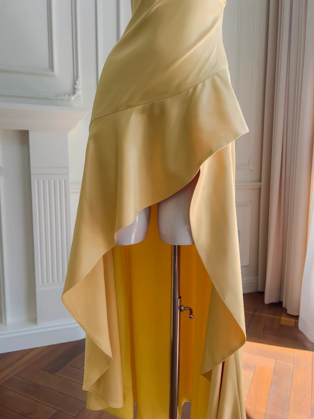 Unique Yellow Homecoming Dress Ruffled Halter Birthday Dress A-Line Mini Dress GG5898