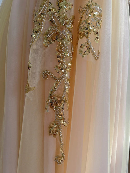 Sparkly Spaghetti Straps Tulle Prom Dress Sequins A-Line Evening Dress GG5904