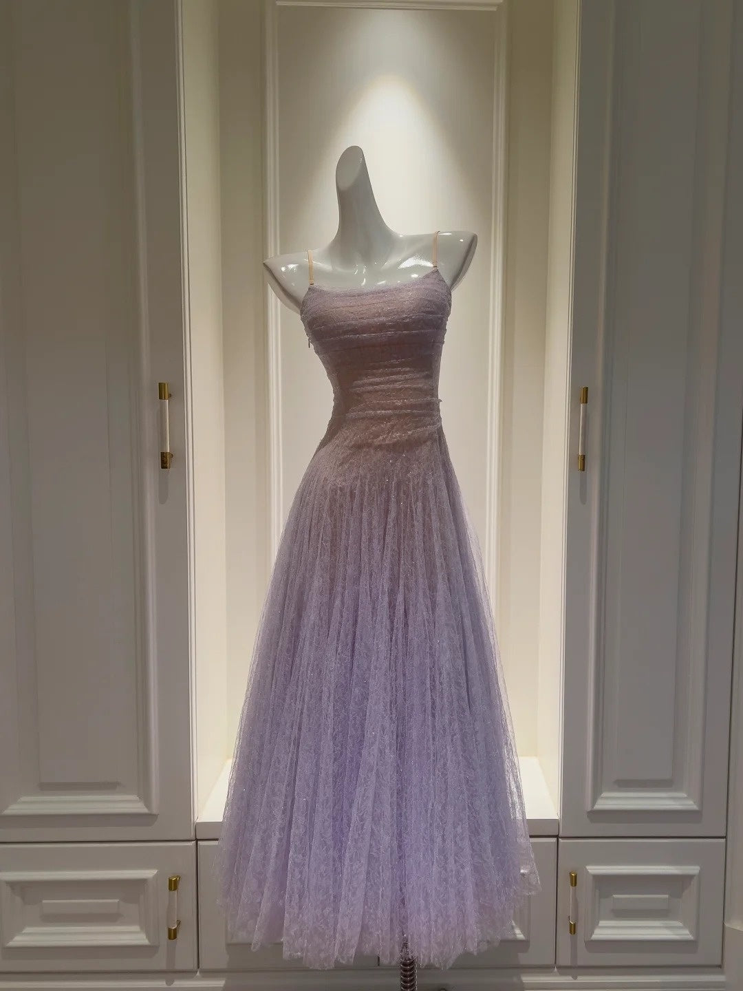 Dreamy Light Purple Prom Dress Sequins Tulle A-Line Evening Dress GG5907