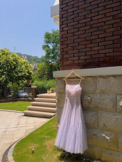 Dreamy Light Purple Prom Dress Sequins Tulle A-Line Evening Dress GG5907