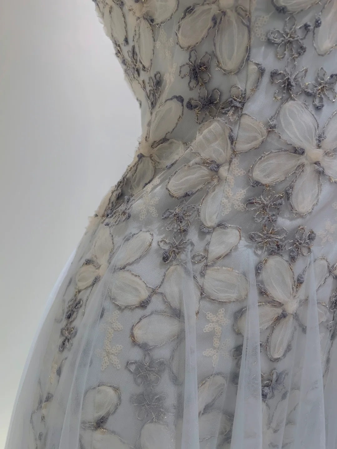 Glittering Sequins Floral Blue Prom Dress Spaghetti Straps A-Line Evening Dress GG5911