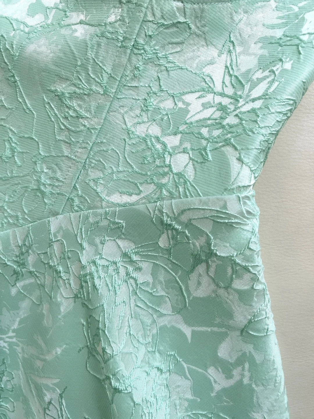 Trendy Textured Floral Mint Green Prom Dress Spaghetti Straps A-Line Evening Dress GG5912
