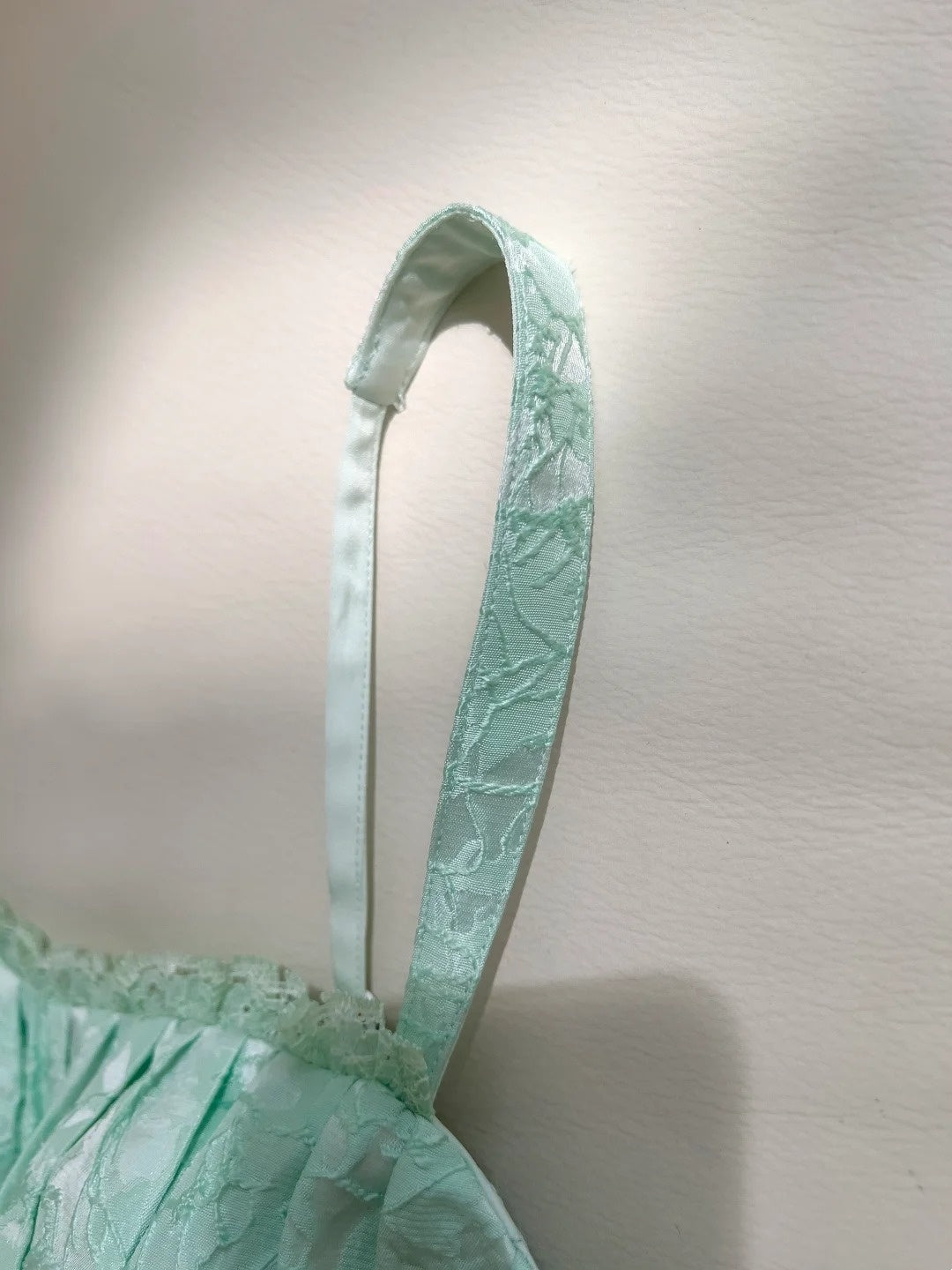 Trendy Textured Floral Mint Green Prom Dress Spaghetti Straps A-Line Evening Dress GG5912