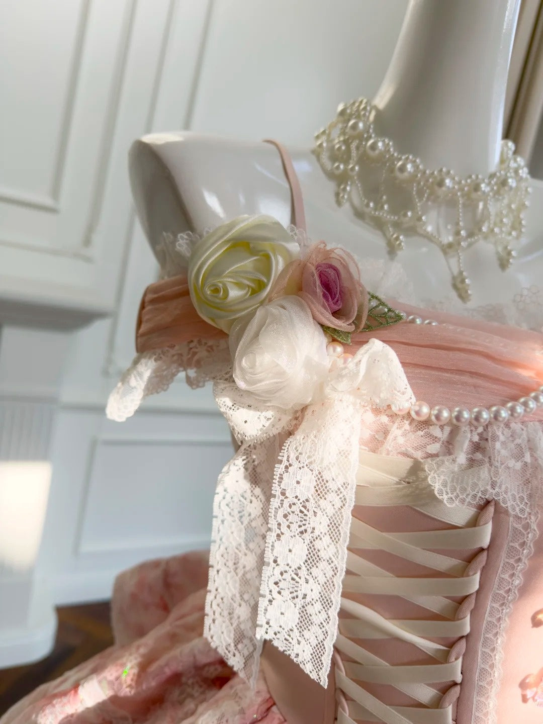 Sweet Off-the-Shoulder Pink Homecoming Dress Lace Tiered Birthday Dress GG5921