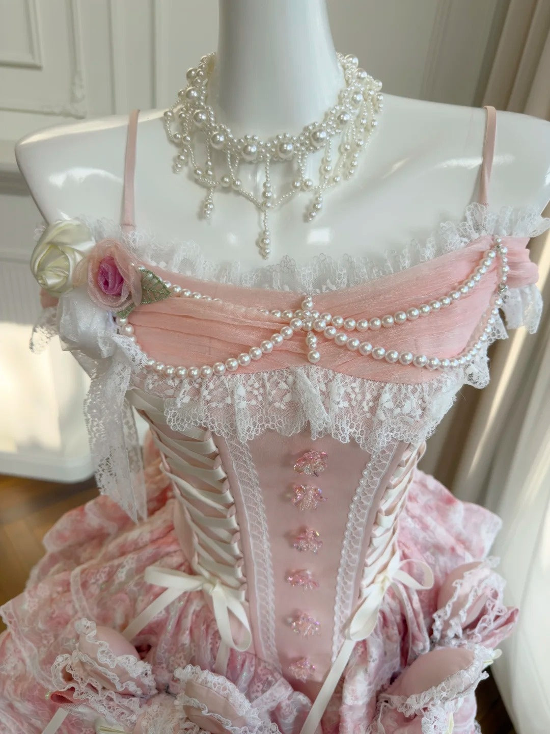 Sweet Off-the-Shoulder Pink Homecoming Dress Lace Tiered Birthday Dress GG5921