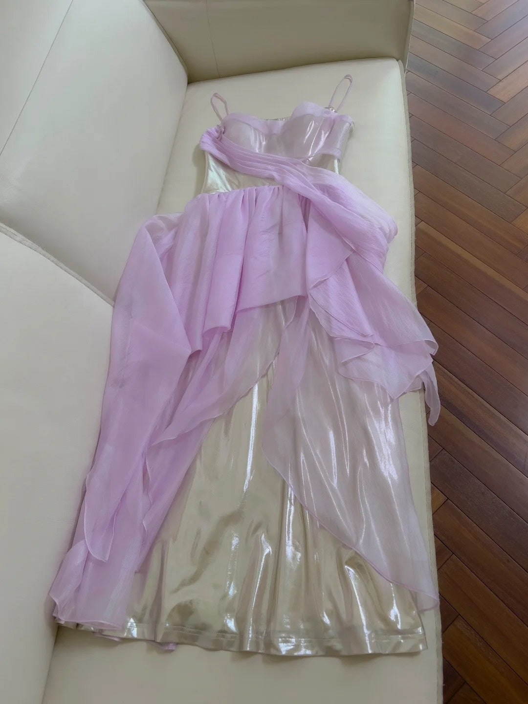 Lustrous Spaghetti Straps Purple Prom Dress Tulle A-Line Evening Dress GG5926