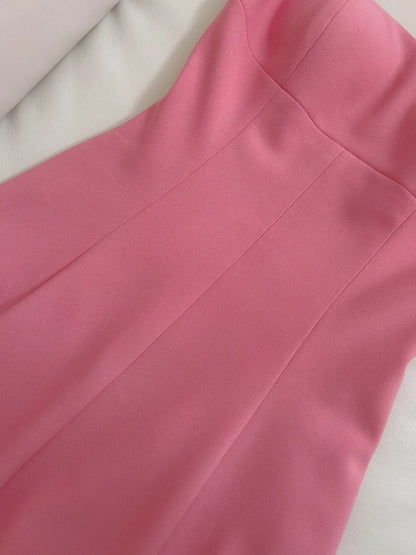 Sleek Square Neck Pink Prom Dress A-Line Evening Dress GG5930