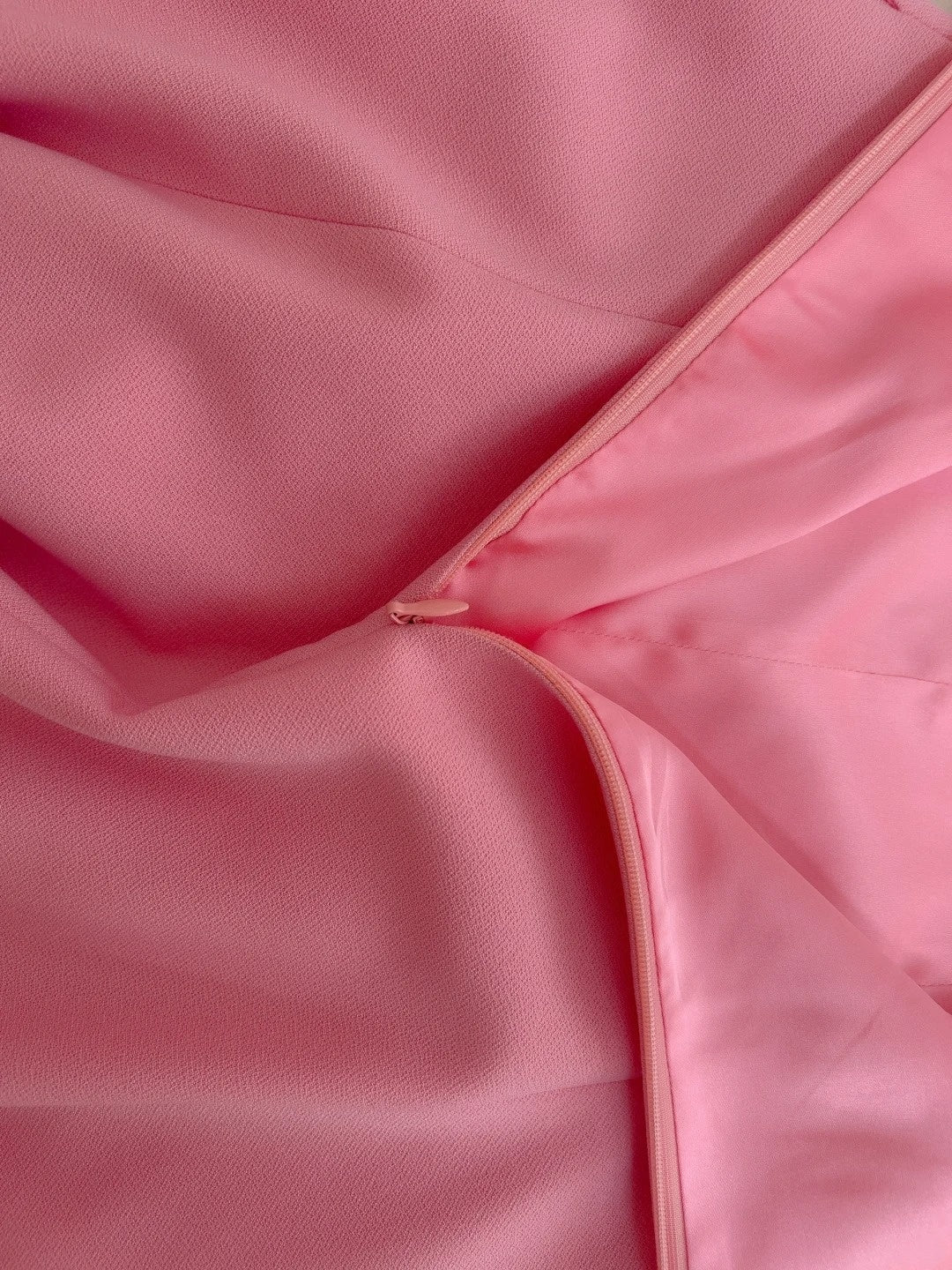 Sleek Square Neck Pink Prom Dress A-Line Evening Dress GG5930