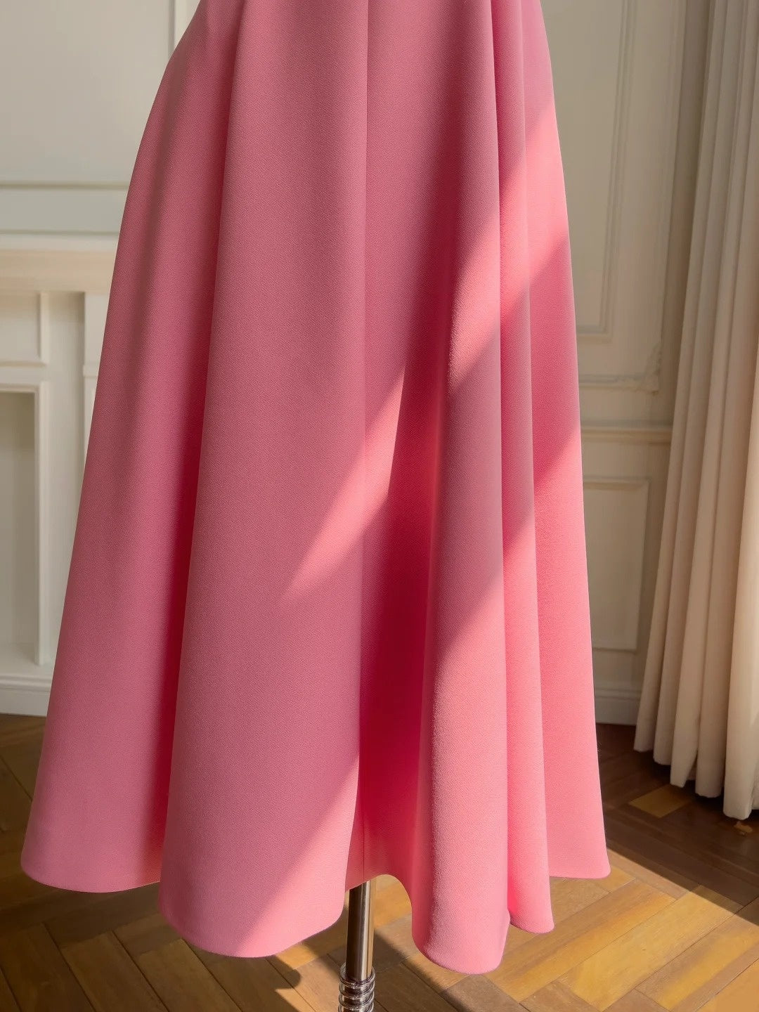 Sleek Square Neck Pink Prom Dress A-Line Evening Dress GG5930