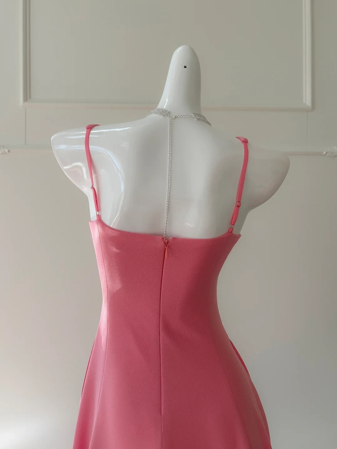 Sleek Square Neck Pink Prom Dress A-Line Evening Dress GG5930