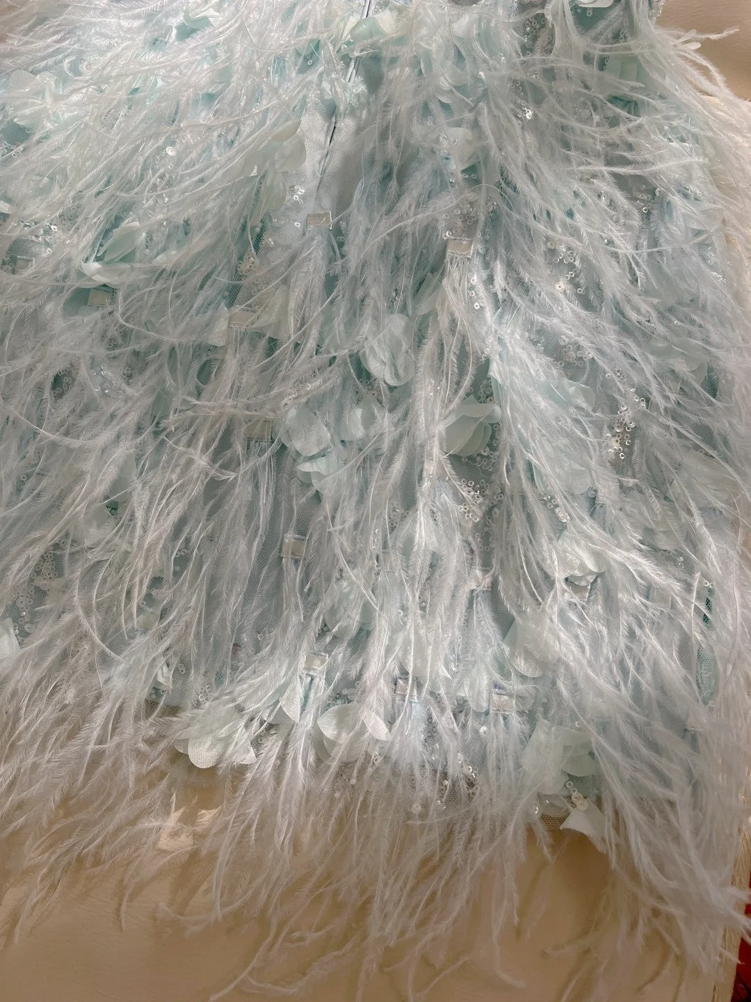 Charming Beaded Blue Homecoming Dress Sequins Feather Sheath Birthday Dress GG5932