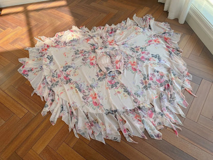 Playful Halter Neck Floral Prom Dress Ruffles Chiffon A-Line Evening Dress GG5934