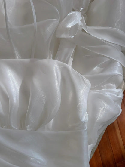 Chic Spaghetti Straps White Homecoming Dress A-Line Birthday Dress GG5942