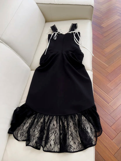 Alluring Sheath Black Homecoming Dress Lace Gathered Birthday Dress GG5946