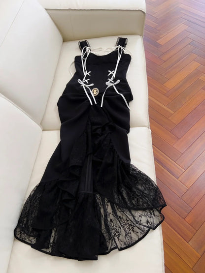 Alluring Sheath Black Homecoming Dress Lace Gathered Birthday Dress GG5946