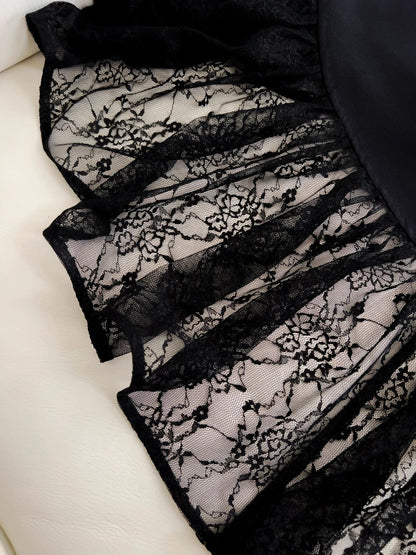 Alluring Sheath Black Homecoming Dress Lace Gathered Birthday Dress GG5946