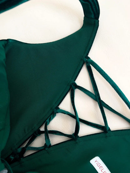 Modern Sweetheart Dark Green Prom Dress Velvet Sheath Evening Dress GG5950