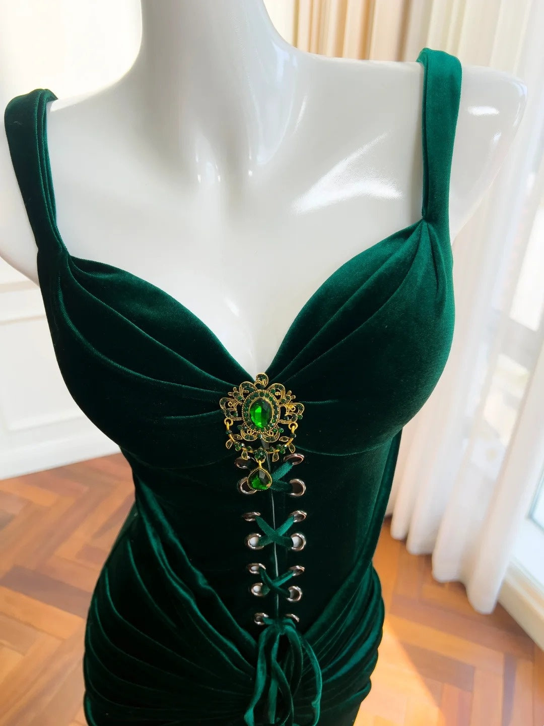 Modern Sweetheart Dark Green Prom Dress Velvet Sheath Evening Dress GG5950