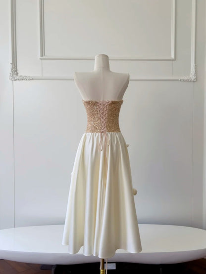 Glittering Spaghetti Straps Prom Dress Sequins Appliques A-Line Evening Dress GG5951