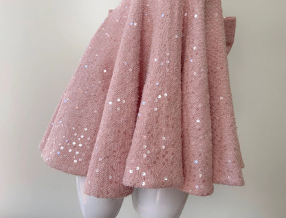 Sweet Pink Homecoming Dress Sequins Bow A-Line Birthday Dress GG5954
